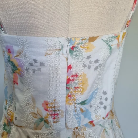 Zimmermann Belle Bustier White Floral Embroidered Eyelet Midi Dress Size 2 - Picture 7 of 11